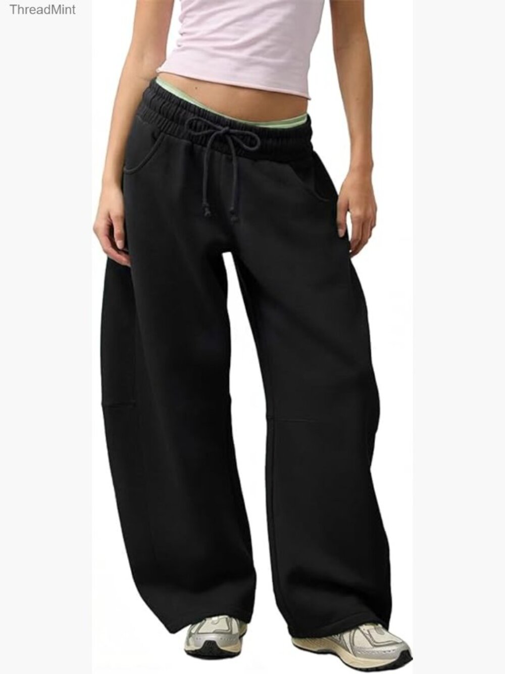 Barrel Sweatpants Women Baggy 29" Inseam Drawstring Wide Leg Joggers Lounge